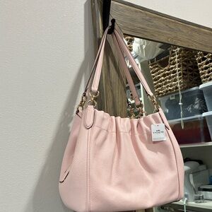 Coach Blush Pink Pebbled Leather Drawstring Shoulder Bag